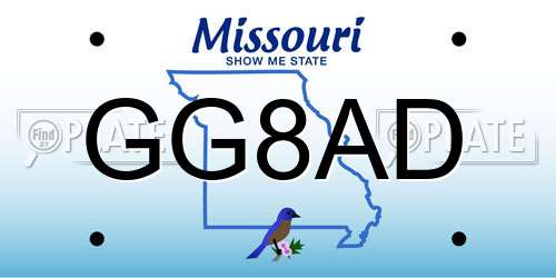 GG8AD Missouri License Plate