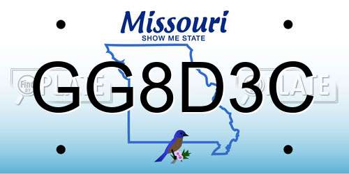 GG8D3C Missouri License Plate