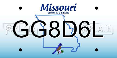 GG8D6L Missouri License Plate