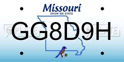 GG8D9H Missouri License Plate