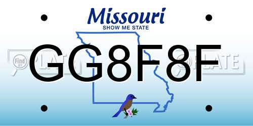GG8F8F Missouri License Plate