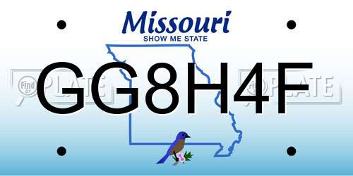 GG8H4F Missouri License Plate