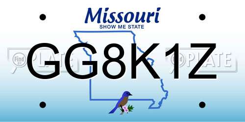 GG8K1Z Missouri License Plate