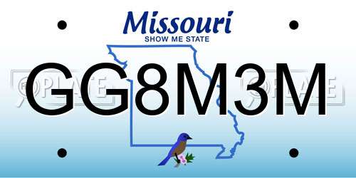 GG8M3M Missouri License Plate