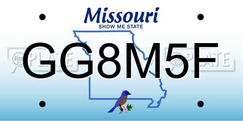 GG8M5F Missouri License Plate