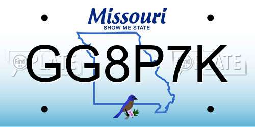 GG8P7K Missouri License Plate