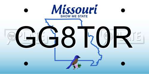 GG8T0R Missouri License Plate
