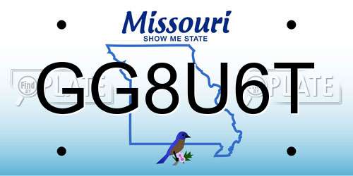 GG8U6T Missouri License Plate