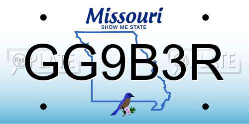 GG9B3R Missouri License Plate