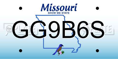 GG9B6S Missouri License Plate