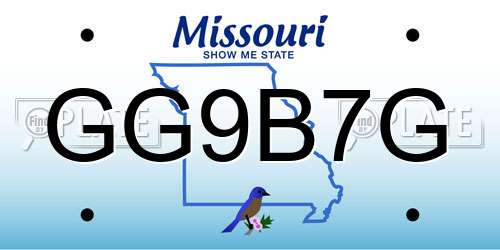 GG9B7G Missouri License Plate