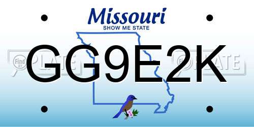 GG9E2K Missouri License Plate