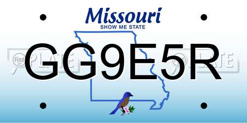 GG9E5R Missouri License Plate