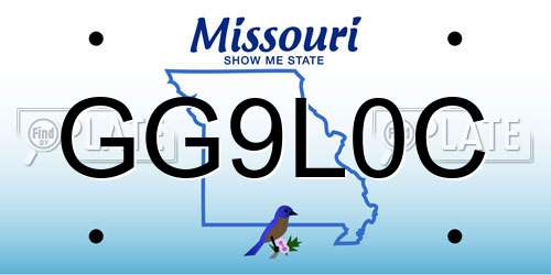 GG9L0C Missouri License Plate