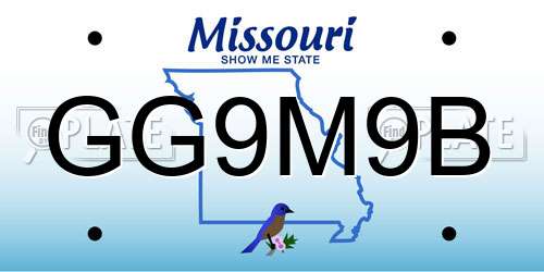 GG9M9B Missouri License Plate