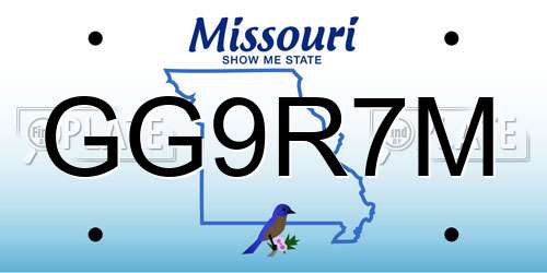 GG9R7M Missouri License Plate