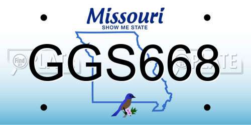 GGS668 Missouri License Plate