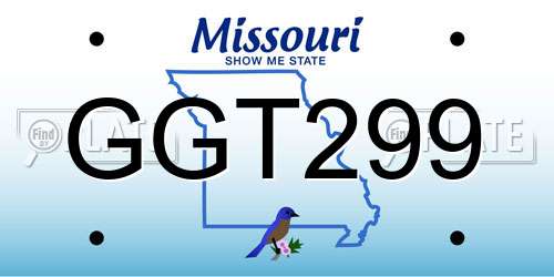 GGT299 Missouri License Plate
