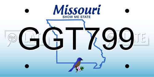GGT799 Missouri License Plate
