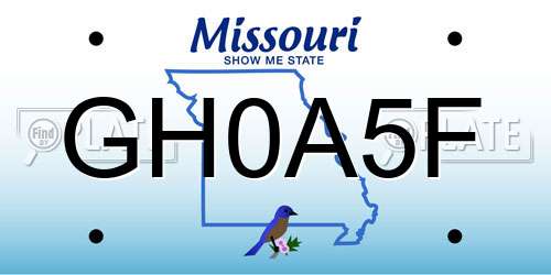 GH0A5F Missouri License Plate