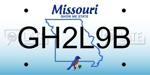 GH2L9B Missouri License Plate