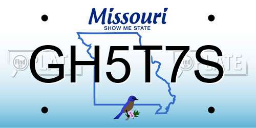 GH5T7S Missouri License Plate