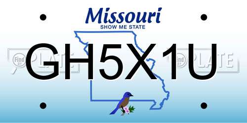 GH5X1U Missouri License Plate