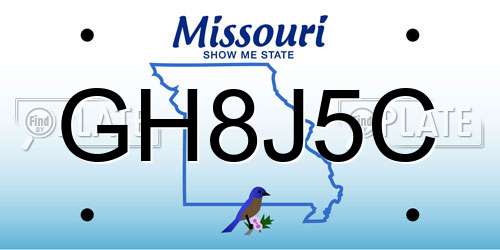 GH8J5C Missouri License Plate
