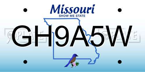 GH9A5W Missouri License Plate