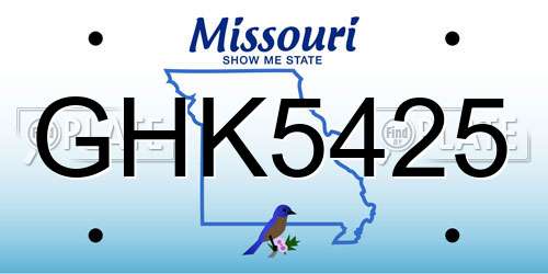 GHK5425 Missouri License Plate