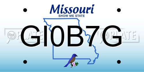 GI0B7G Missouri License Plate
