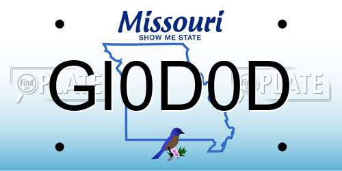 GI0D0D Missouri License Plate