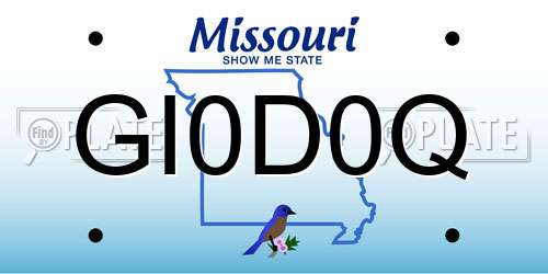 GI0D0Q Missouri License Plate