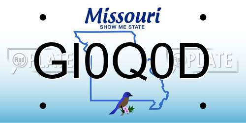 GI0Q0D Missouri License Plate