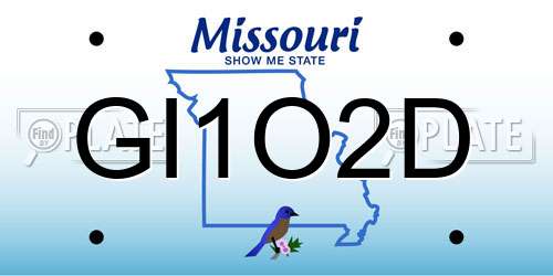 GI1O2D Missouri License Plate