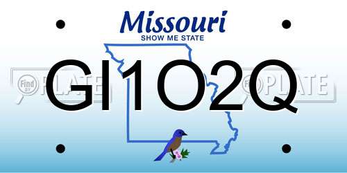 GI1O2Q Missouri License Plate