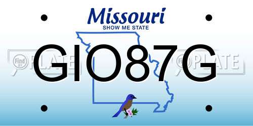 GIO87G Missouri License Plate