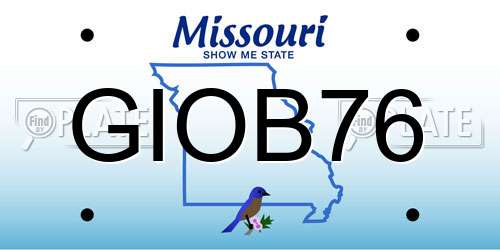 GIOB76 Missouri License Plate