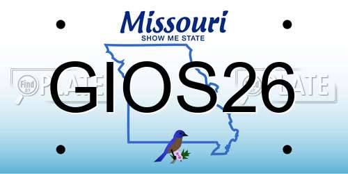 GIOS26 Missouri License Plate