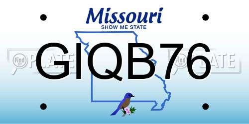 GIQB76 Missouri License Plate