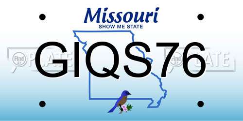 GIQS76 Missouri License Plate