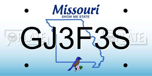 GJ3F3S Missouri License Plate