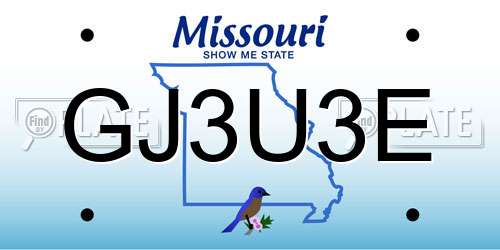 GJ3U3E Missouri License Plate