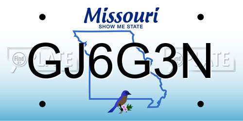 GJ6G3N Missouri License Plate