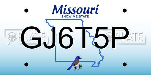 GJ6T5P Missouri License Plate