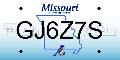 GJ6Z7S Missouri License Plate