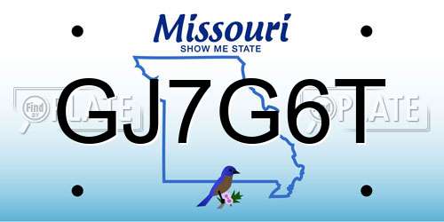 GJ7G6T Missouri License Plate