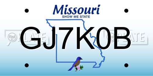 GJ7K0B Missouri License Plate