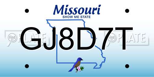 GJ8D7T Missouri License Plate