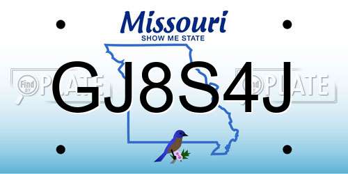GJ8S4J Missouri License Plate